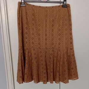 Vintage 🌟Tan Midi Pleated A-Line Skirt for Work